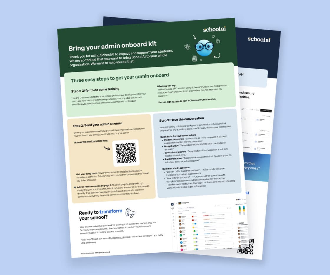 SchoolAI Admin Onboard Kit — guides and resources