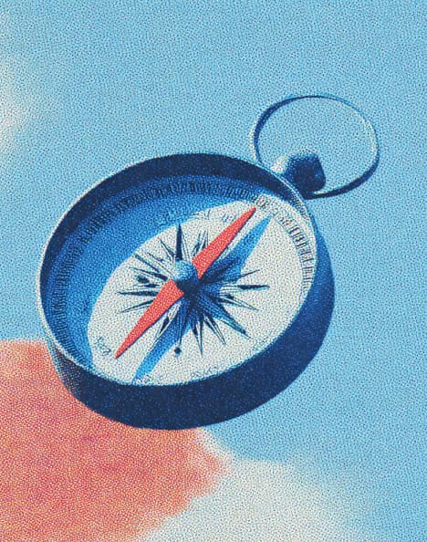 Illustrated compass pointing north