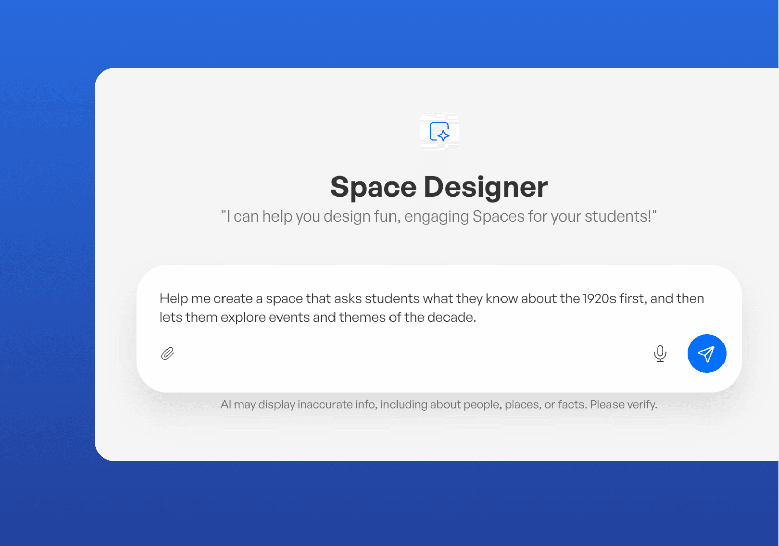 Space Designer interface where teachers create learning experiences